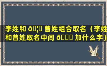 李姓和 🦆 曾姓组合取名（李姓和曾姓取名中间 🐋 加什么字）